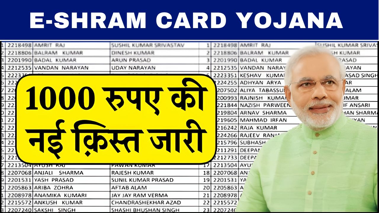 E Shram Card Yojana New Kist: ई श्रम कार्ड योजना के तहत इन धारकों के खातों में भेजे पैसे, यहां देखें नई लिस्ट